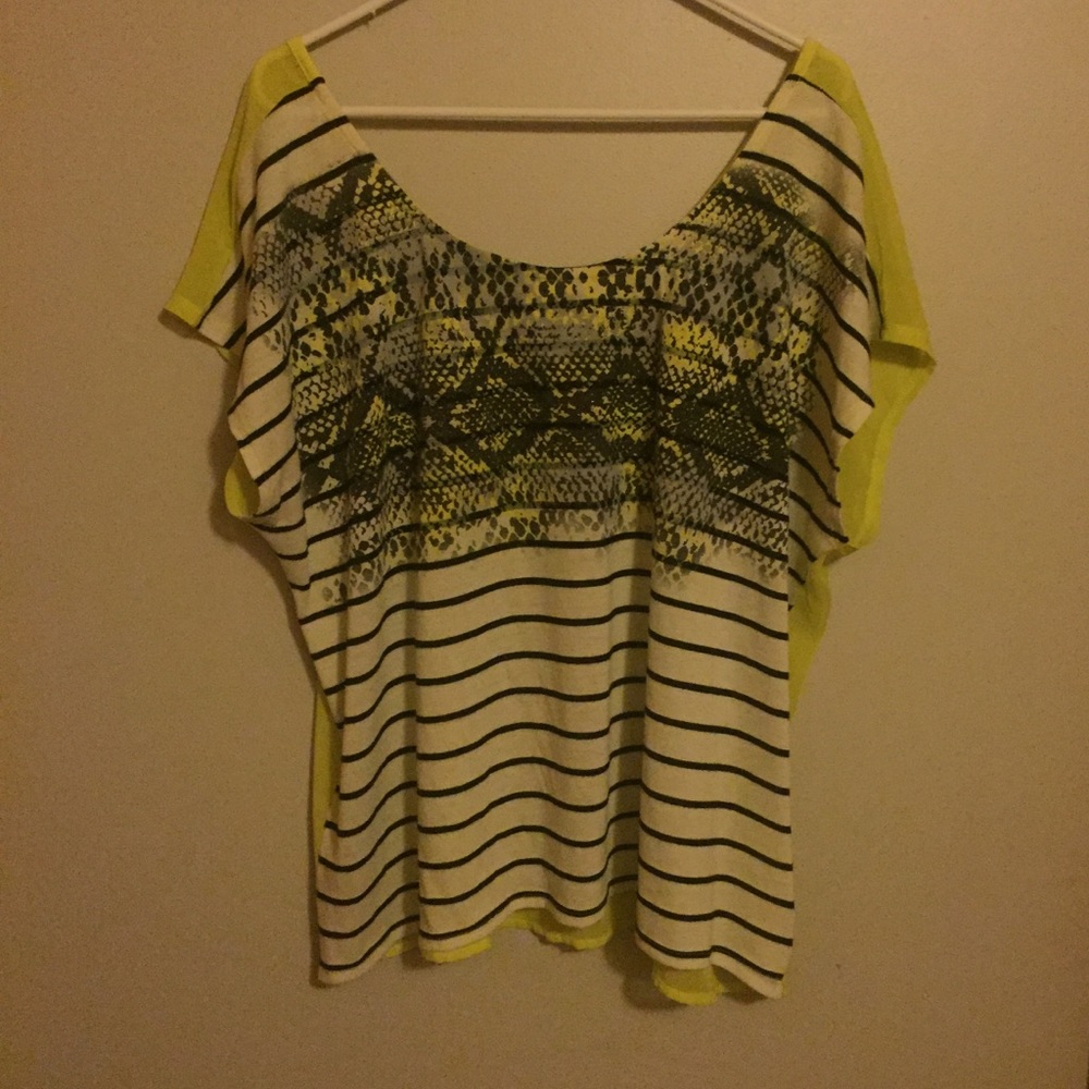 DOTS Yellow & Snake Skin Print Top 2x